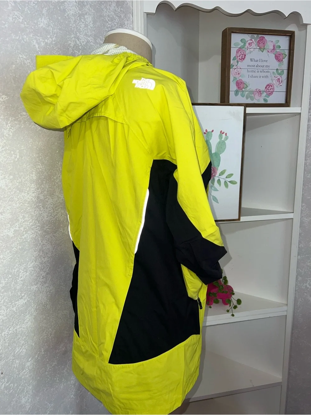 The North Face Men’s Neon Yellow Hooded Ski Jacket with Black Panels